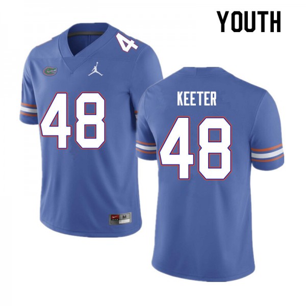 Youth #48 Noah Keeter Florida Gators College Football Jersey Blue